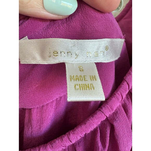 Jenny Han Women's Pink Silk Dress One Shoulder Ruffle Accent Small - Picture 9 of 13